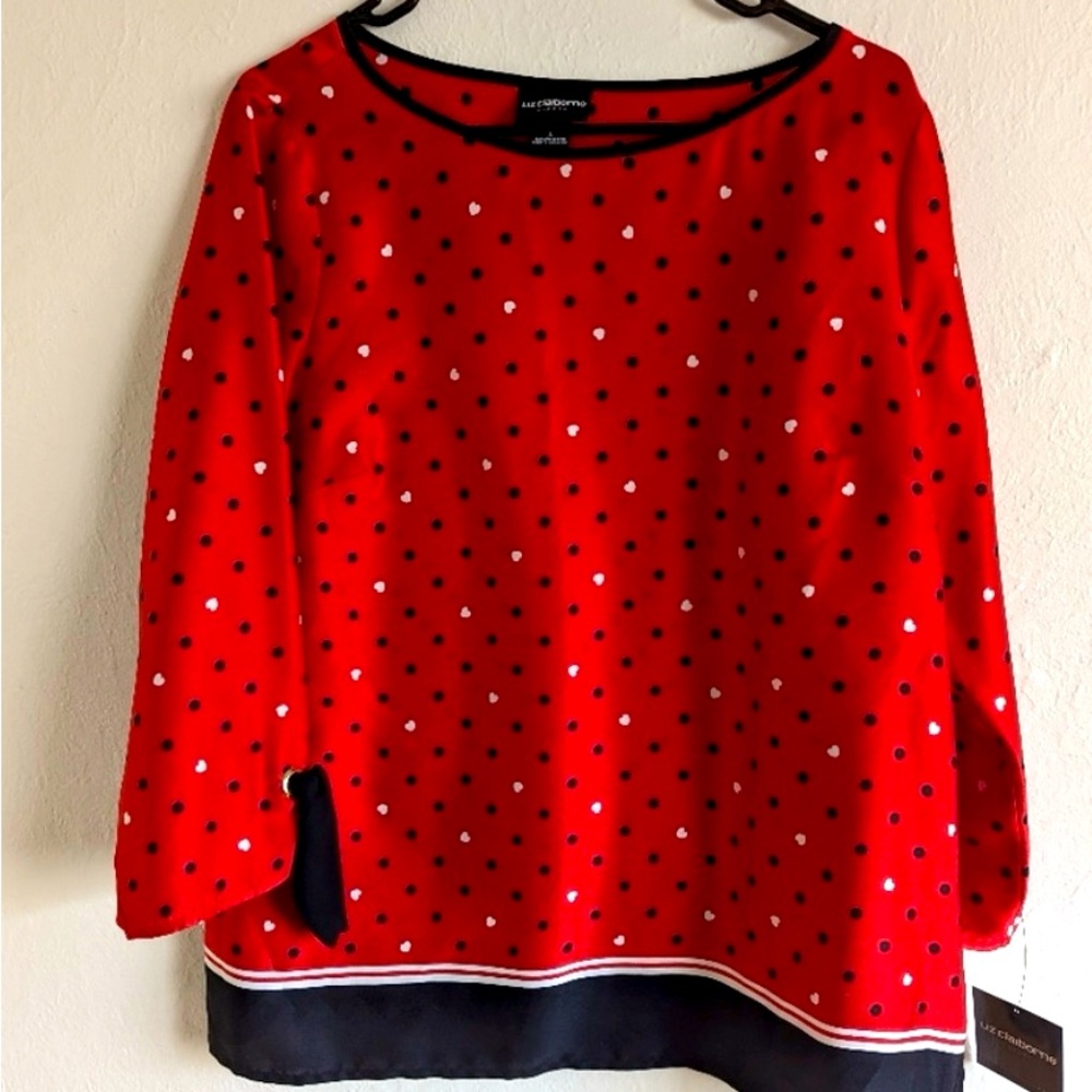 Liz Claiborne Red and White Blouse